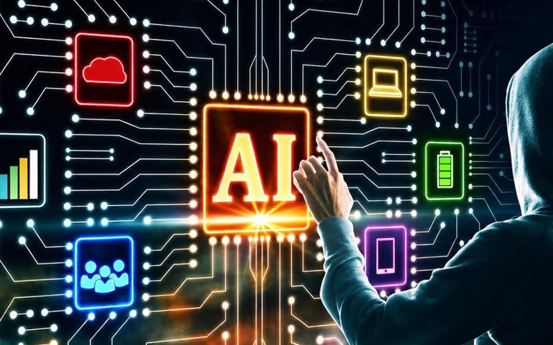 Hacker interacts with AI cybersecurity image